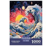 Japanese Style Waves Jigsaw Puzzles Puzzle for Adults Kids. 1000 Pieces Great Gifts Challenge Toy Educational Games Home Decoration for Educational Games Gifts 38x26cm/1000pcs