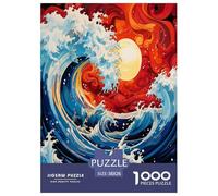 Japanese Style Waves Jigsaw Puzzles Puzzles for Adults Kids. 1000 Piece Art Whimsical Challenge Toy Educational Games Home Decoration for Educational Games Gifts 38x26cm/1000pcs