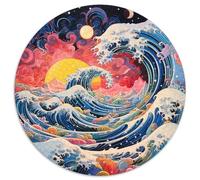 Japanese Style Waves Jigsaw Puzzles Puzzles for Adults Kids. 1000 Piece Great Gifts Challenge Toy Educational Game Home Decoration for Educational Games Gifts 1000pcs (67.5x67.5cm)
