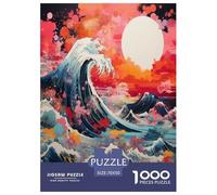Japanese Style Waves Jigsaw Puzzles Puzzles for Adults Kids. 1000 Pieces Art Great Gifts Challenge Toy Educational Games Home Decoration for Educational Games Gifts 70x50cm/1000pcs