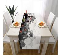 Japanese Style Wolf Table Runner Fantasy Flower Table Cover, Cotton Linen Dining Decor Abstract Clouds Table Mat Indoor Outdoor Party Supply 30x120 cm