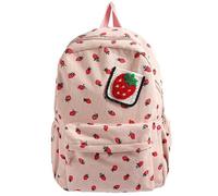 Japanese Styles Backpack Student School Bag Lovely Strawberry Backpack for Daily, Pink, Bohemian