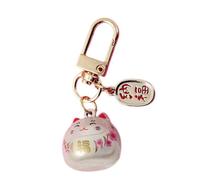 Japanese Styles Cartoon Cats Keychain Pendant Metal Bells Animal Figurine Keyring Bag Charm for and Wealth Gift Metal Keyring for Women