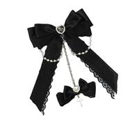 Japanese Styles Chain Hair Clip Punk Lace Bowtie Hairpin Ponytail Holder Halloween Party Cosplay Accessory Hair Ornament
