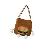 Japanese Styles Corduroy Shoulder Bag Creative Hamburger Design Compact Yet Roomy Crossbody for Various Occasion Stylish Hamburger Crossbody