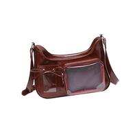 Japanese Styles Itabag Lovely Shoulder Bag Clear Crossbody Bag Fashion Dating Bag PU Leather Messengers Bag School Bag, Redness, 30x20cm/11.81x7.87''