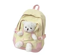Japanese Styles Lovely Bear Backpack For High Schoolers Nylon Fabric Spacious Interior School Bag For Academics Cute Japanese Backpacks