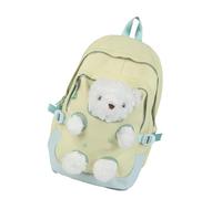 Japanese Styles Lovely Bear Backpack for High Schoolers Nylon Fabric Spacious Interior School Bag for Academics Spacious Compartments Study Bag Students