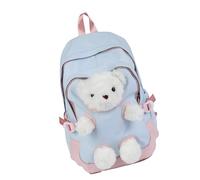 Japanese Styles Lovely Bear Backpack For High Schoolers Nylon Fabric Spacious Interior School Bag For Academics Spacious Compartments Study Bag Students