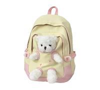 Japanese Styles Lovely Bear Backpack For High Schoolers Nylon Fabric Spacious Interior School Bag For Academics Anime Bear Design Student Backpacks
