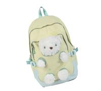 Japanese Styles Lovely Bear Backpack For High Schoolers Nylon Fabric Spacious Interior School Bag For Academics Bear School Bag For Teens