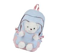 Japanese Styles Lovely Bear Backpack For High Schoolers Nylon Fabric Spacious Interior School Bag For Academics Cute Japanese Backpacks