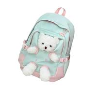 Japanese Styles Lovely Bear Backpack For High Schoolers Nylon Fabric Spacious Interior School Bag For Academics Cute Japanese Backpacks
