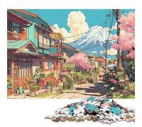 Japanese Suburbs Wooden Jigsaw Puzzles for Adults Fun 300 Piece Toy Intellectual Game Home Decoration Education Game Stress Relief Toy Premium & Durable 300pcs (40x28cm)