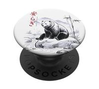 Japanese Sumi-e Bear Ink Wash Art Peacefulness Nature Zen PopSockets Adhesive PopGrip