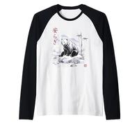 Japanese Sumi-e Bear Ink Wash Art Peacefulness Nature Zen Raglan Baseball Tee