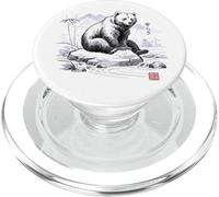 Japanese Sumi-e Bear Ink Wash Art Zen Peacefulness Nature PopSockets PopGrip for MagSafe
