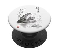 Japanese Sumi-e Frog Tea Art Zen Ink Wash Serenity PopSockets Adhesive PopGrip