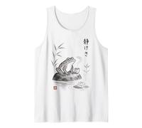 Japanese Sumi-e Frog Tea Art Zen Ink Wash Serenity Tank Top