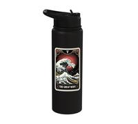 Japanese Sun Tarot Card The Great Wave Off Kanagawa Stainless Steel Insulated Water Bottle
