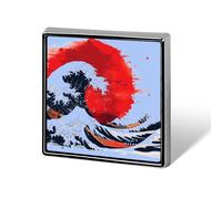 Japanese Sunrise Flag Wave Square Pins Badge Brooch Printed Button Tie Lapel Pin Decoration for Women Men