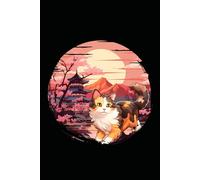 Japanese Sunset Calico Cat: Blank Lined Calico Cat Journal/Notebook
