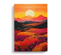 Japanese Sunset Colour Field Art Canvas Print | Gallery Wrapped 30mm Frame Wall Art | 30x20 inches | Ready to Hang | Asian Landscape Picture | Living Room Bedroom Lounge Office