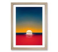 Japanese Sunset In Abstract Vol.1 Framed Print | A2 Oak Framed Wall Art | Ready to Hang | Asian Landscape Picture | Living Room Bedroom Lounge Office