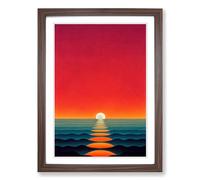 Japanese Sunset In Abstract Vol.2 Framed Print | A2 Walnut Framed Wall Art | Ready to Hang | Asian Landscape Picture | Living Room Bedroom Lounge Office