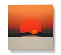 Japanese Sunset Minimalism Canvas Print | Gallery Wrapped 30mm Frame Wall Art | 20x20 inches | Ready to Hang | Minimalist Landscape Picture | Living Room Bedroom Lounge Office