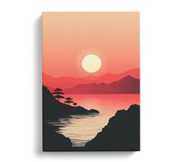 Japanese Sunset Minimalism No.3 Canvas Print | Gallery Wrapped 30mm Frame Wall Art | 30x20 inches | Ready to Hang | Minimalist Landscape Picture | Living Room Bedroom Lounge Office