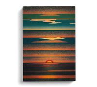 Japanese Sunset Striped Canvas Print | Gallery Wrapped 30mm Frame Wall Art | 30x20 inches | Ready to Hang | Asian Landscape Picture | Living Room Bedroom Lounge Office