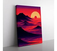 Japanese Sunset Surreal Vol.2 Canvas Wall Art Print Ready to Hang, Framed Picture for Living Room Bedroom Home Office Décor, 76x50 cm (30x20 Inch)