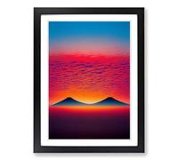 Japanese Sunset View Framed Wall Art Print A2 Black