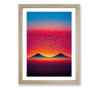 Japanese Sunset View Framed Wall Art Print A2 Oak
