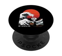 Japanese Surfing Cat Tshirt "BRUH." The Great Wave Kanagawa PopSockets Adhesive PopGrip