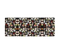 Japanese Sushi Black Gaming Desk Mat, Wide Surface Desk Pad for Keyboard, Mouse and Improved Gaming Stability