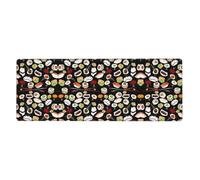Japanese Sushi Black Keyboard and Mouse Pad, Extra Large Desk Cover, Spill Resistance Mat for Smooth Tracking