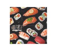 Japanese Sushi Black Printed Square Jigsaw Puzzle 12.8x12.8 CM, Puzzle Challenging Game for Adults Gifts, Family Fun Decorative Wall Decor