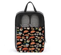 Japanese Sushi Black Shoe Bag Travel Shoe Organizer Water-Resistant Shoe Pouch with Zipper Sneaker Dust Bag, gray, One Size, Modern