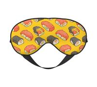Japanese Sushi Rolls Yellow Eye Mask Sleep Mask Light BlockBlindfold Night Eyes Cover Soft Pressure-Free Eyeshade with Elastic Strap for Home Travel Office Nap Yoga