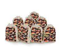 Japanese Sushi Shrimp 8 PCS Muslin Bags with Drawstring Sachet Bags Empty Small Cotton Drawstring Bag Muslin Reusable & Washable Cotton Bag for Herb Spice Candy Soap Jewelry Wedding Gift Pouches
