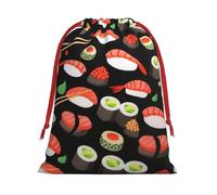 Japanese Sushi Shrimp Print Gift Reusable Drawstring Bag Holiday Party Decor Daily Storage Celebrations Pouch