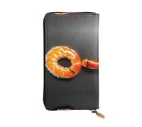 Japanese sushi shrimp Print Leather Long Clutch Wallet – Fashionable Personalized Wallet, Multiple Card Slots, Gift Ready, Black, One Size