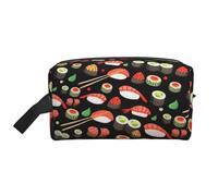 Japanese Sushi Shrimp Print Travel Cosmetic Large Capacity Zippered Storage Bag For Toiletries Daily Essentials, White, One Size