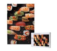 Japanese sushi shrimp Printed Jigsaw Puzzle with Storage Box, Wooden Puzzle for Adults and Kids, 1000 Pieces Family Fun Decorative Game
