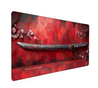 Japanese Sword Mouse Mat, Flower Gaming Mouse Pad 64x32in, Desk Mat Large, Office Desk Accessories, Mousepad Large with Stitched Edges, Improved Precision and Speed, for Gaming, Laptop, Office, O-6698