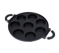 Japanese Takoyaki Maker Pan 7 Hole Aluminium Non Grill Skillet for Gas Hob for octopus Ball Cooking Tool Black 39x28cm(I)