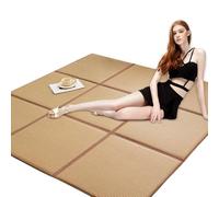 Japanese Tatami Mat - Breathable Foldable Summer Sleeping Mat with Non-Slip Bottom for Yoga, Relaxing, Sitting, 180x180cm