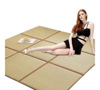Japanese Tatami Mat - Breathable Foldable Summer Sleeping Mat with Non-Slip Bottom for Yoga, Relaxing, Sitting, 180x180cm